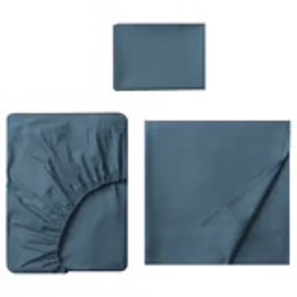 IKEA DVALA Twin Dark Blue Sheet Set for Long-Lasting Breathable Comfort - Picture 1 of 2